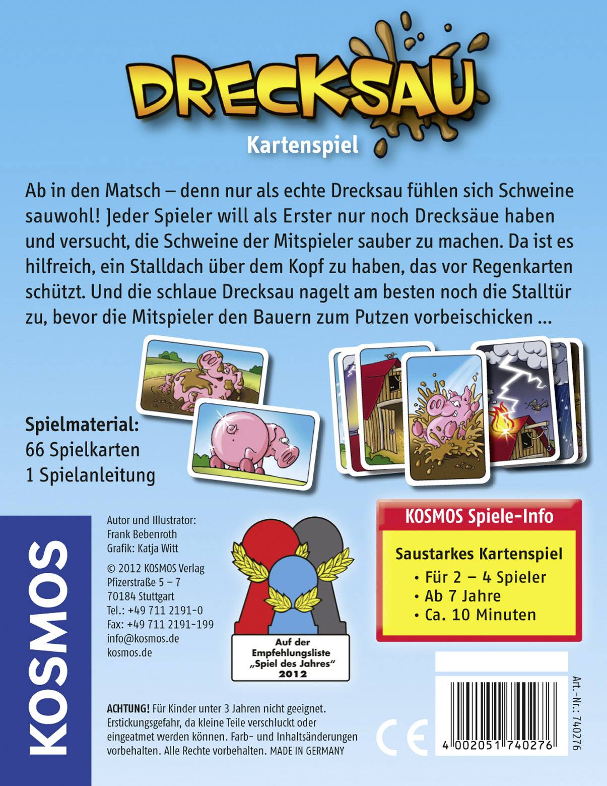 Kosmos Kartenspiel Drecksau 740276 Anzahl Spieler (max.): 4