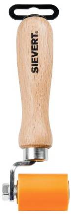 Orangene Silikon-Nahtrolle mit Holzgriff, beschriftet mit 'SIEVERT,' zum Ausüben von Druck auf Nähte und Fugen beim Handwerk oder Bau.