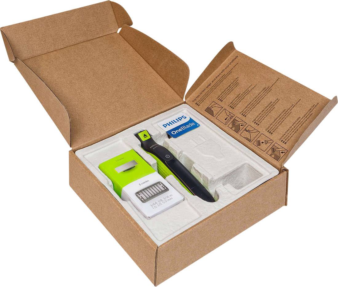 Philips Bodycare OneBlade QP2520/30 Rasierer, Bartschneider abwaschbar Hellgrün, Dunkelgrau