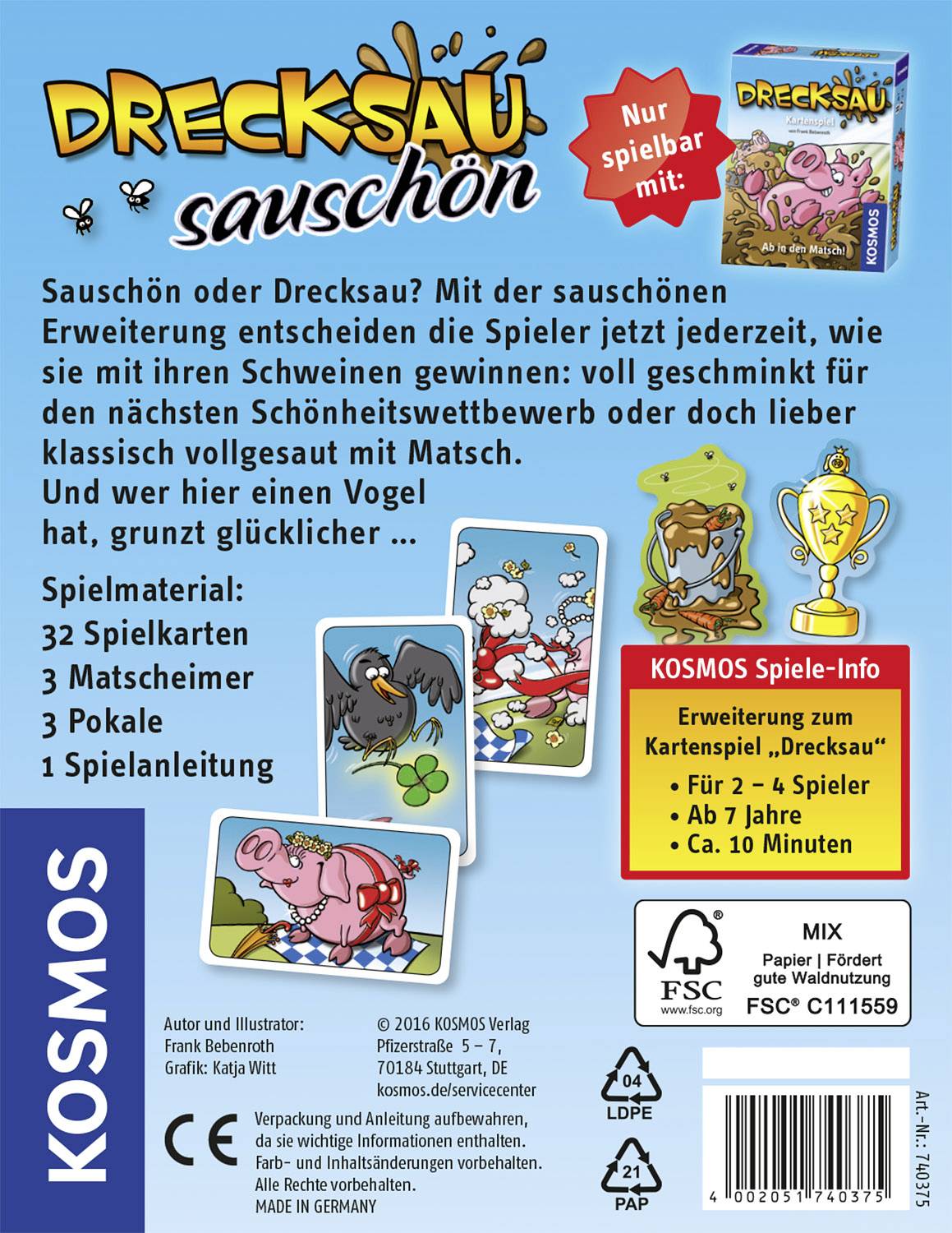 Kosmos Drecksau Sauschön - Erweiterung 740375 Anzahl Spieler (max.): 4