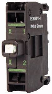 Ein schwarzes elektrisches Bauteil mit den Aufschriften 'IEC 60647-5-1' und 'Made in Germany', sowie den markierten Anschlüssen X1 und X2.