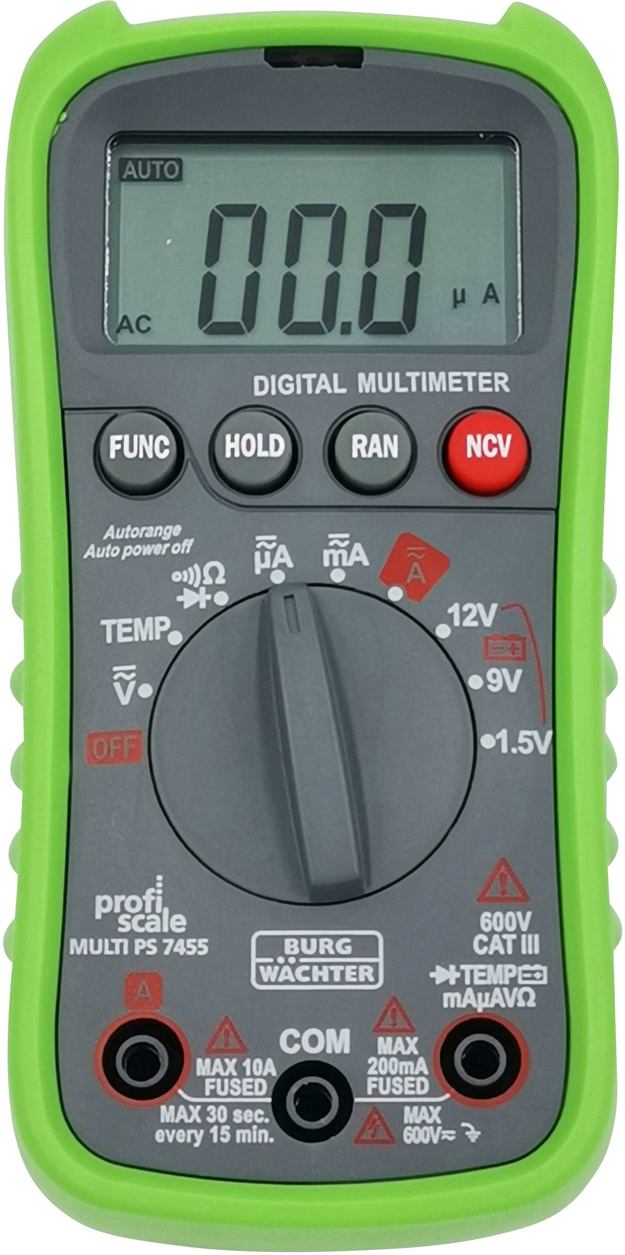 Burg Wächter PS7455 Hand-Multimeter digital CAT III 600V Anzeige (Counts): 2000