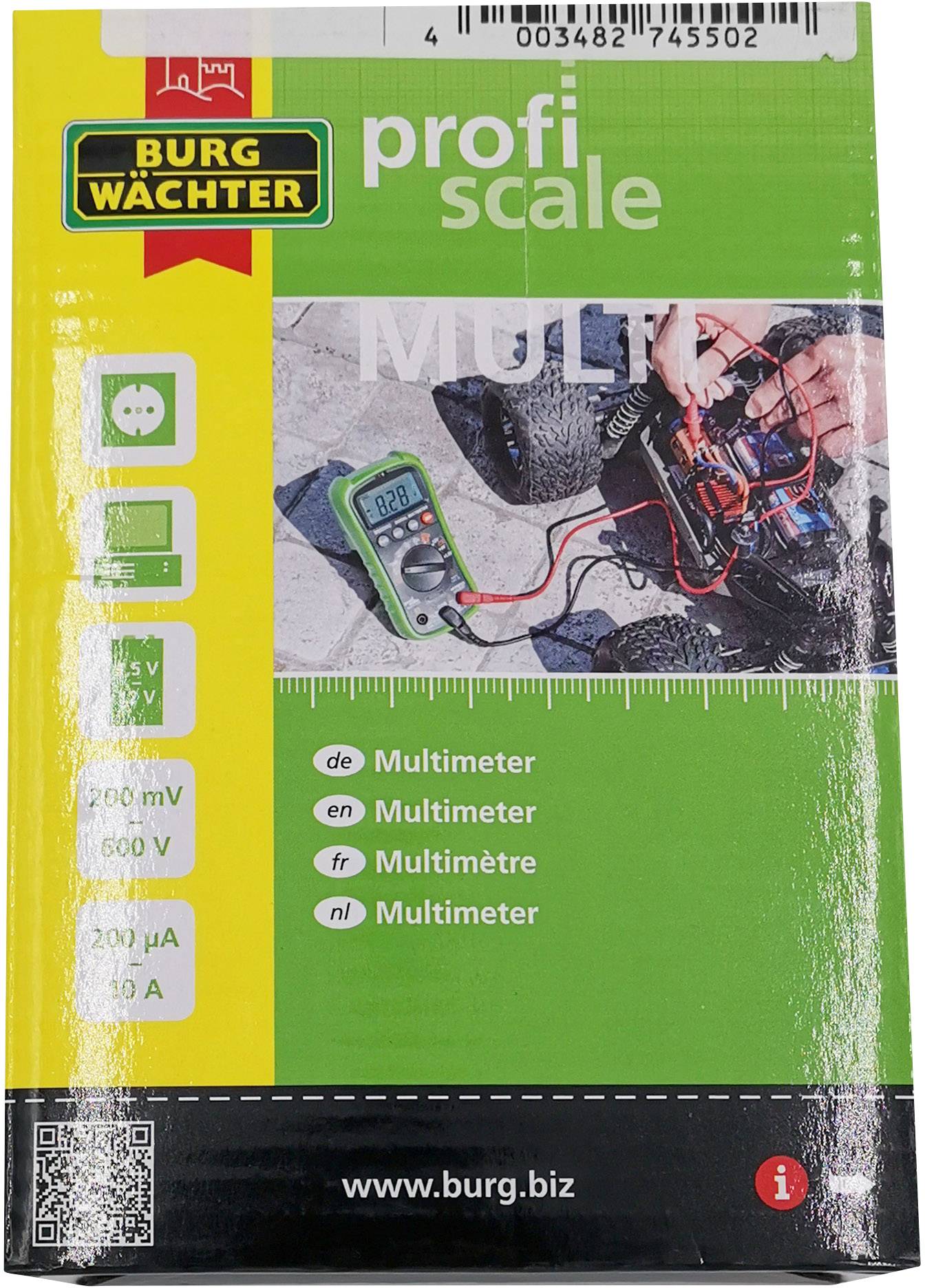 Burg Wächter PS7455 Hand-Multimeter digital CAT III 600V Anzeige (Counts): 2000