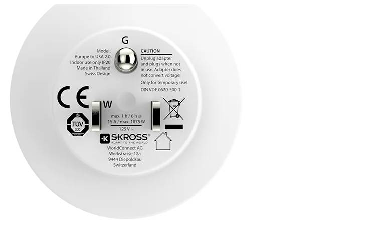 Skross 1.500203-1 Reiseadapter CA EU to USA (BULK)
