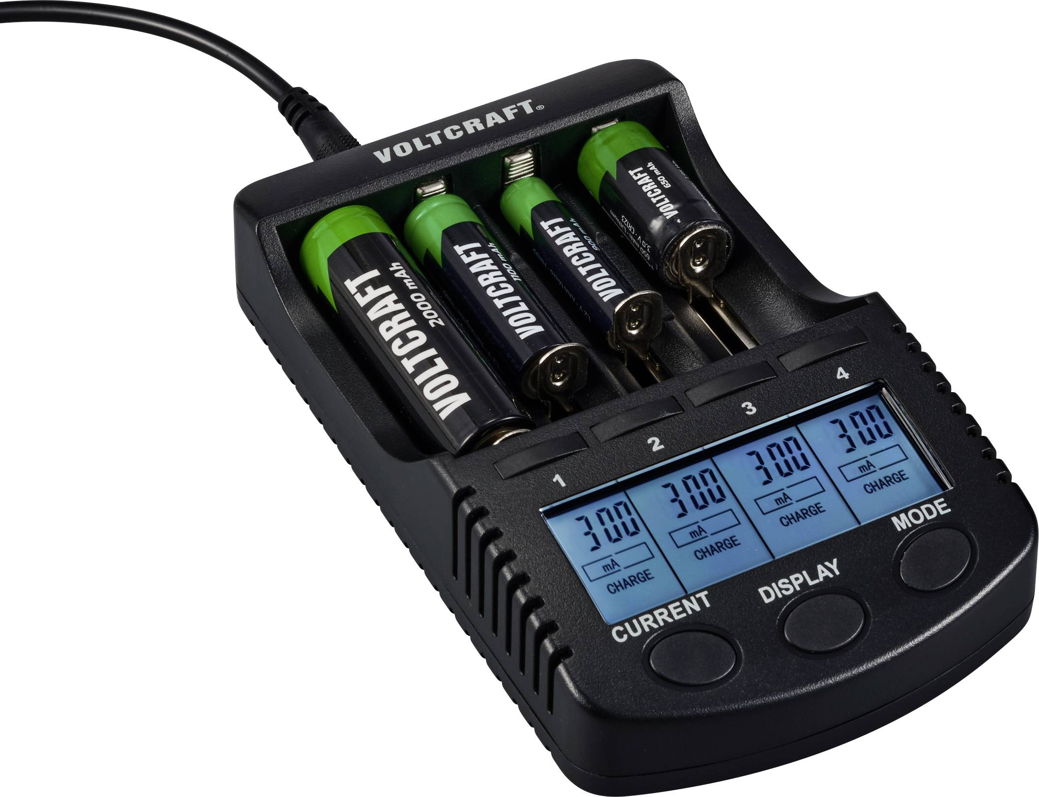 VOLTCRAFT CC-2 Rundzellen-Ladegerät NiMH, NiCd, LiIon Mignon (AA), Micro (AAA), Baby (C), Sub-C, 26650, 26500, 18650, 17670