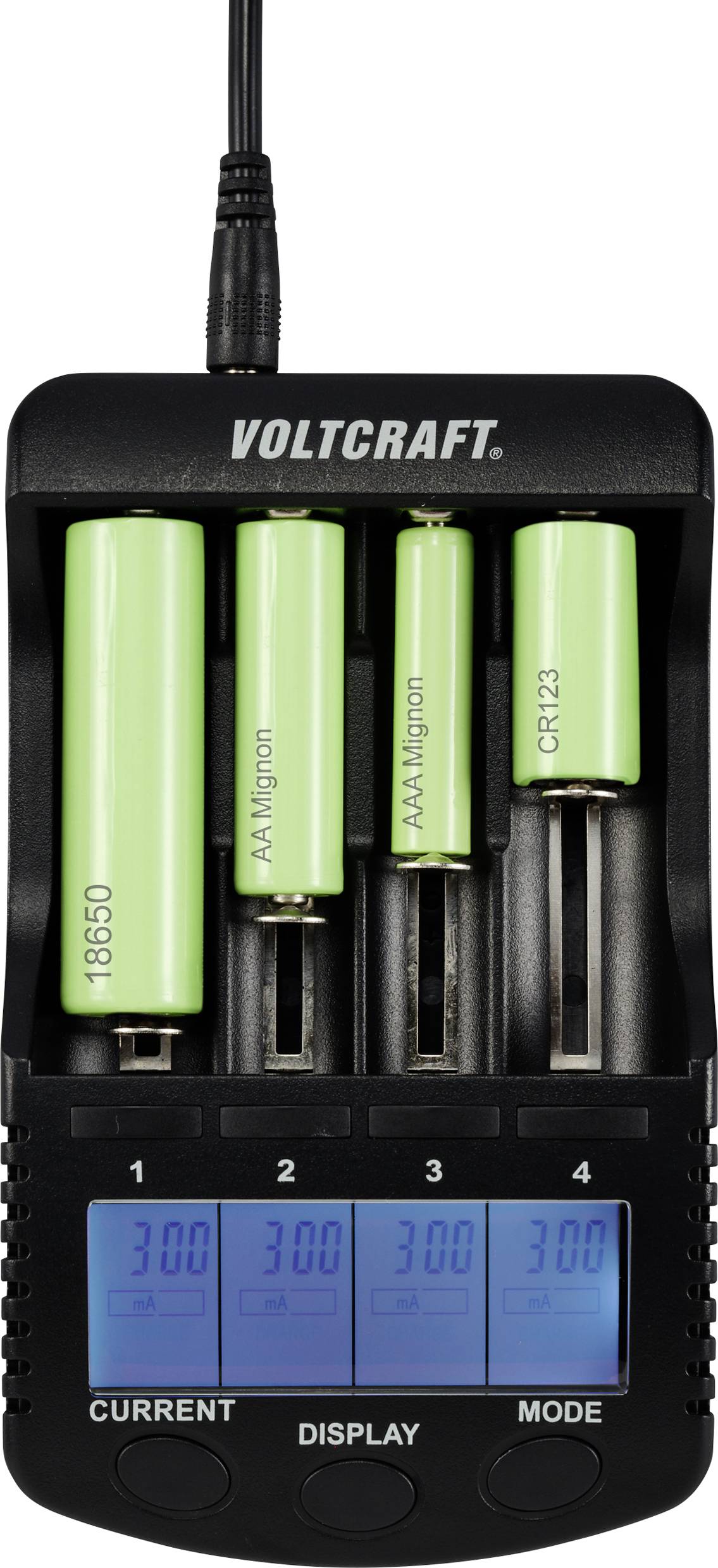 VOLTCRAFT CC-2 Rundzellen-Ladegerät NiMH, NiCd, LiIon Mignon (AA), Micro (AAA), Baby (C), Sub-C, 26650, 26500, 18650, 17670