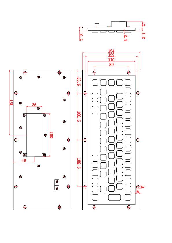 Joy-it IPC Keyboard 01A IP65 NEMA 4X Kabelgebunden Tastatur Deutsch, QWERTZ Silber Staubgeschützt, IP65, Spritzwassergeschützt