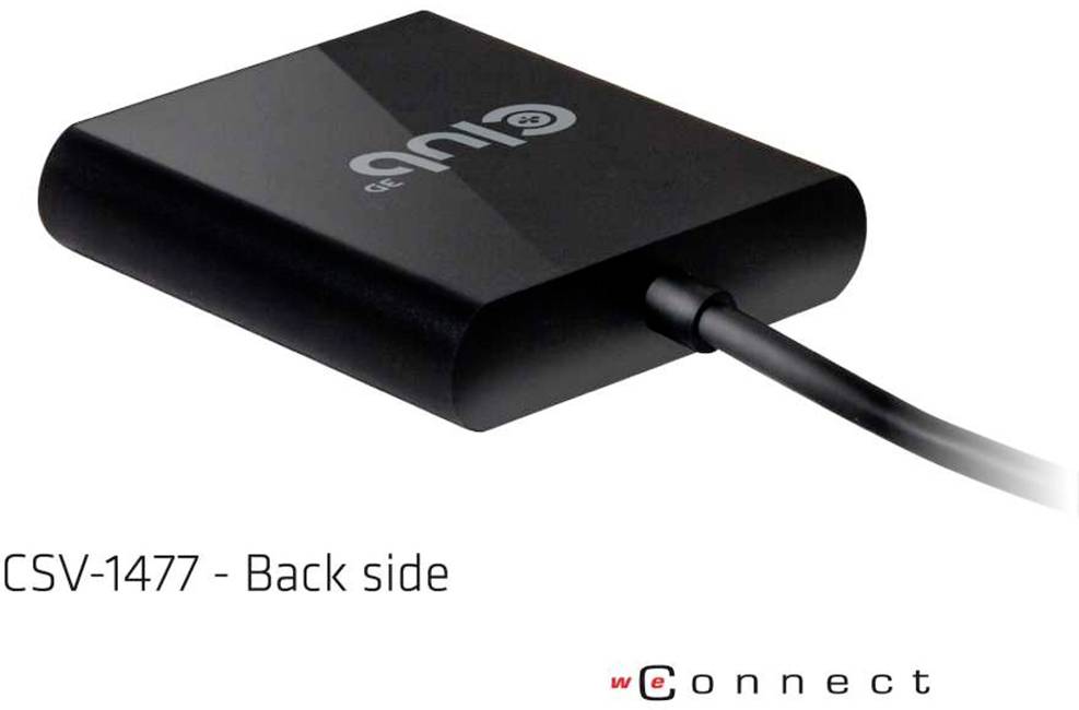 Club3D CSV-1474 1+2 Port USB 3.2 Gen 1-Umschalter (USB 3.0) 4096 x 2160 Pixel Schwarz