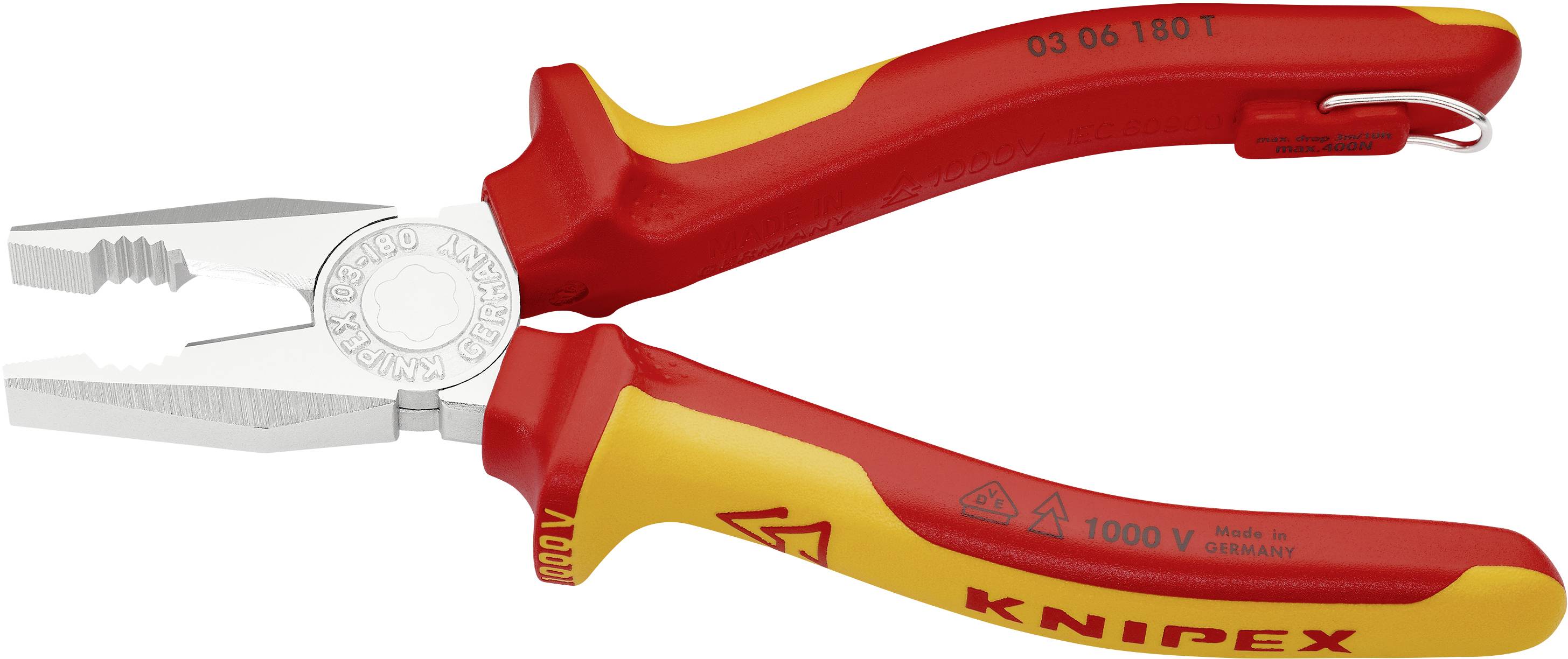 Knipex 03 06 180 T VDE Kombizange 180mm DIN EN 60900, DIN ISO 5746
