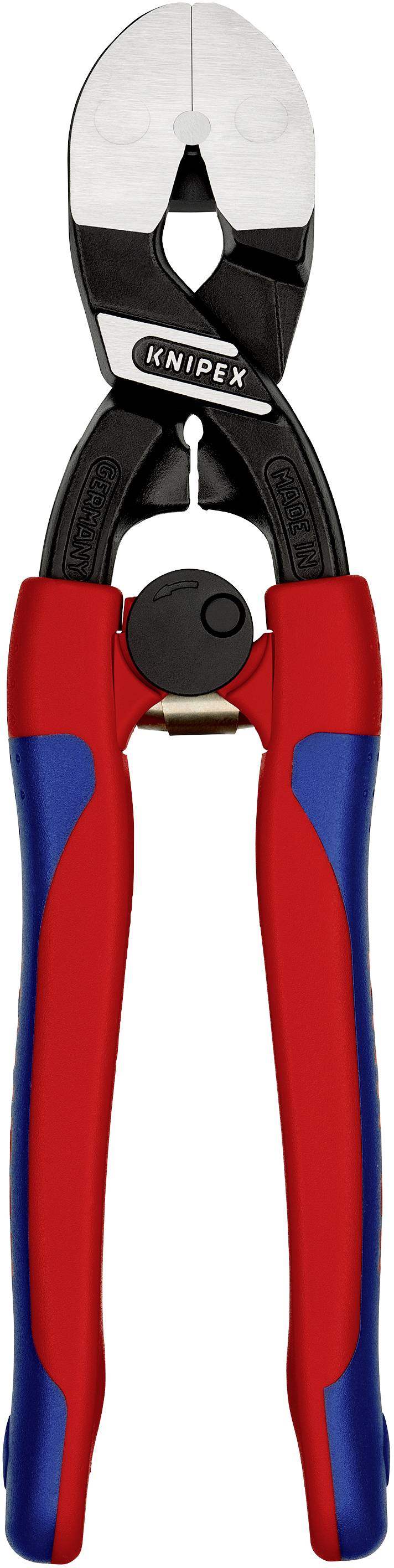 Ein roter Knipex-Kabelschneider mit isolierten Griffen und einer stabilen Klinge, geeignet zum Schneiden von Kabeln und Drähten.