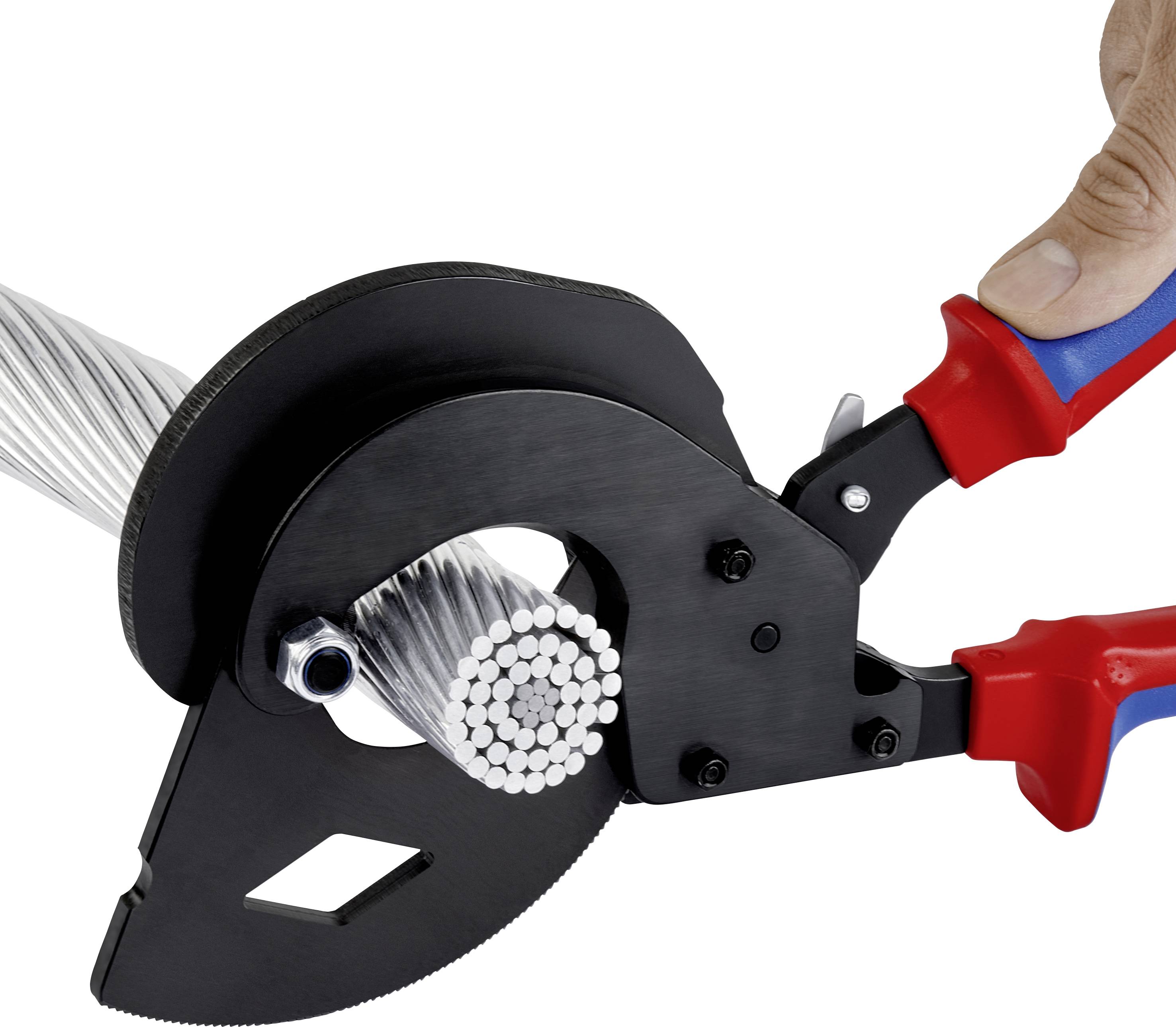 Knipex 95 32 340 SR Ratschen-Kabelschneider Geeignet für (Abisoliertechnik) stahlarmierte Kabel 32 mm