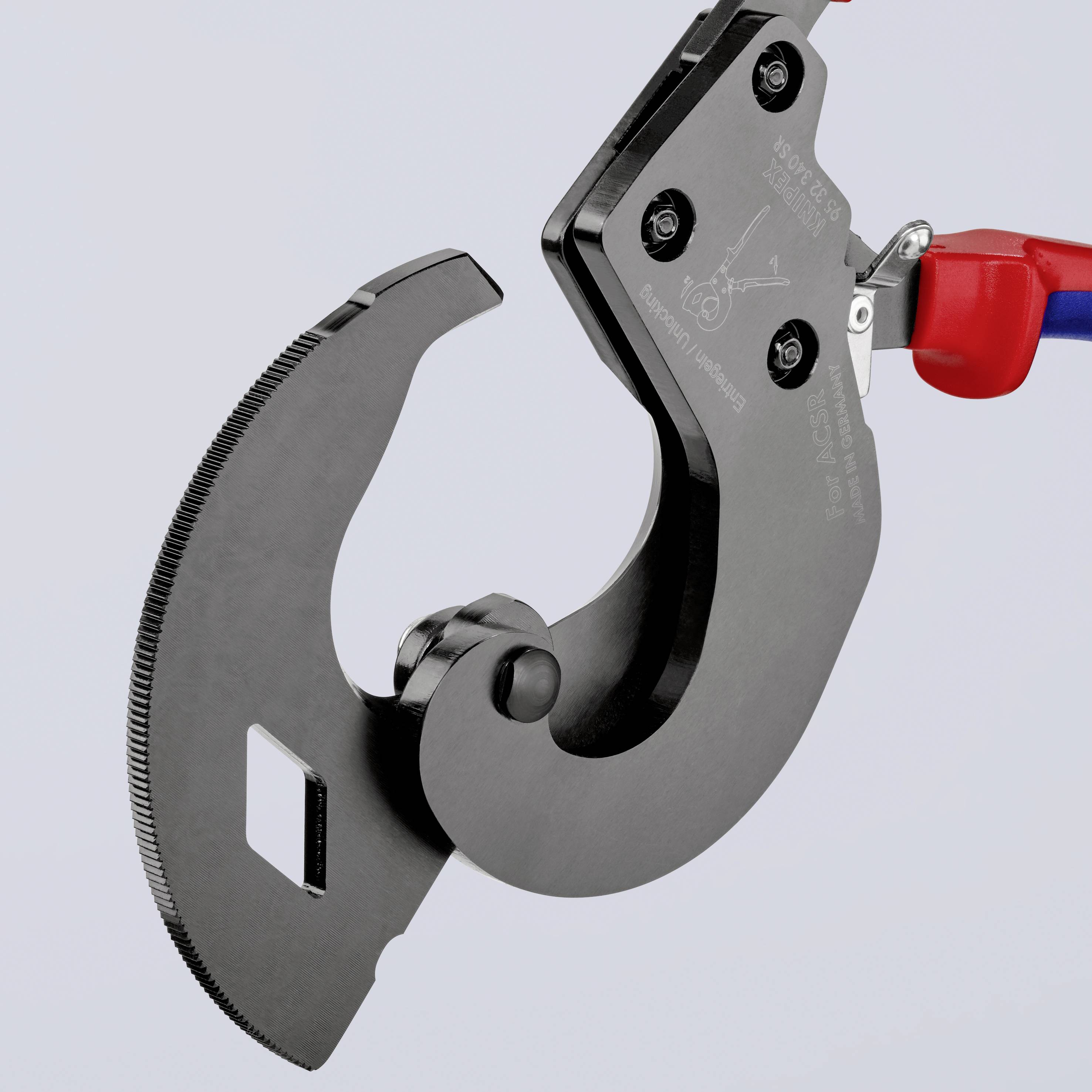 Knipex 95 32 340 SR Ratschen-Kabelschneider Geeignet für (Abisoliertechnik) stahlarmierte Kabel 32mm