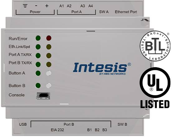 Intesis INBACMBM1000000 Gateway Modbus/BACnet Gateway 100 Datenpunkte RS-485, Ethernet 24 V/DC 1 St