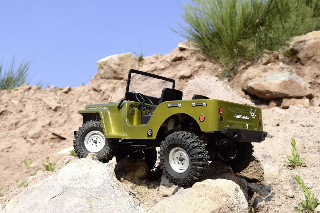 Absima CR2.4 +Jeep Karosserie Brushed 1:10 RC Modellauto Elektro Crawler Allradantrieb (4WD) RtR 2,4GHz Inkl. Zusatz-Karosserie