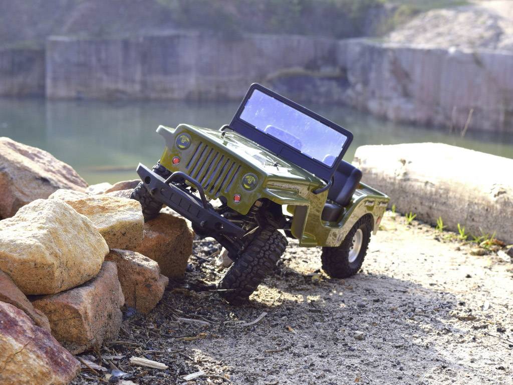 Absima CR2.4 +Jeep Karosserie Brushed 1:10 RC Modellauto Elektro Crawler Allradantrieb (4WD) RtR 2,4GHz Inkl. Zusatz-Karosserie