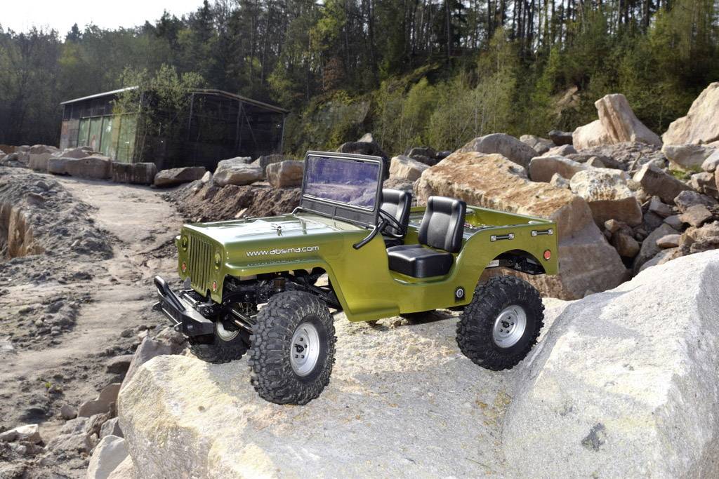 Absima CR2.4 +Jeep Karosserie Brushed 1:10 RC Modellauto Elektro Crawler Allradantrieb (4WD) RtR 2,4GHz Inkl. Zusatz-Karosserie