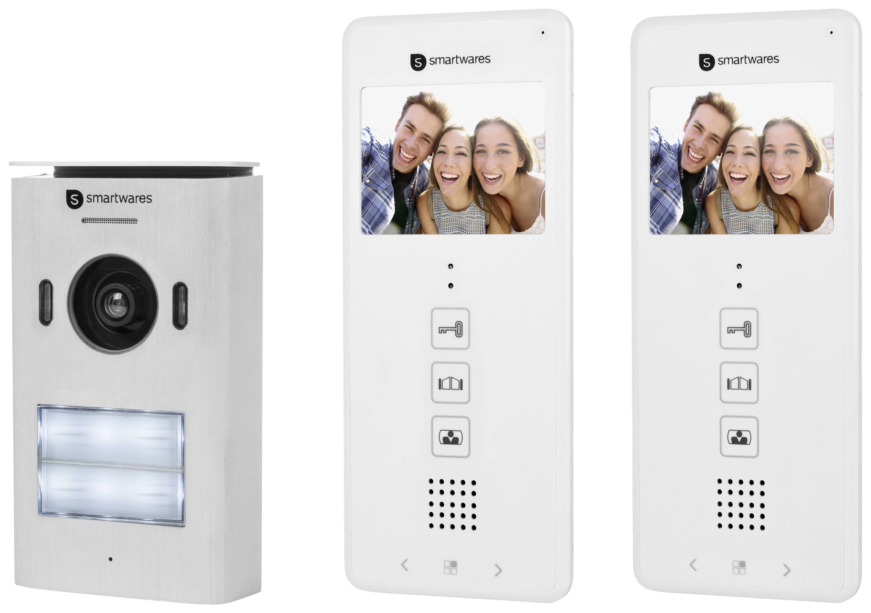 Smartwares DIC-22122 Video-Türsprechanlage 2-Draht Komplett-Set 2 Familienhaus Weiß