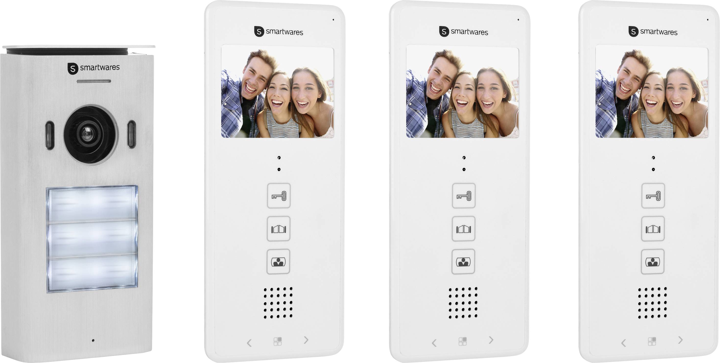 Smartwares DIC-22132 Video-Türsprechanlage 2-Draht Komplett-Set 3 Familienhaus Weiß