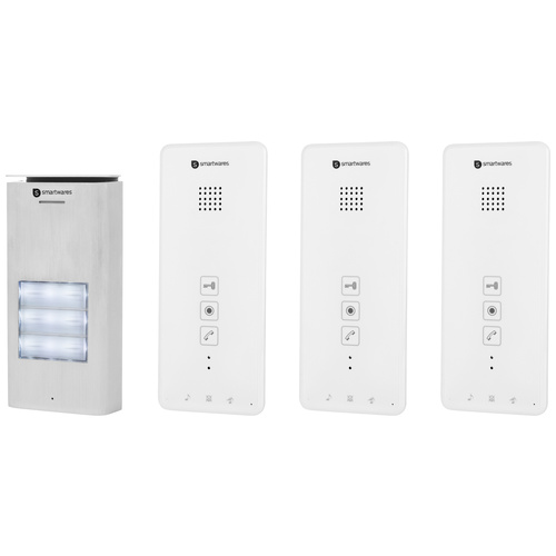 Smartwares DIC-21132 Door intercom Complete kit 3 flat building Silver, White