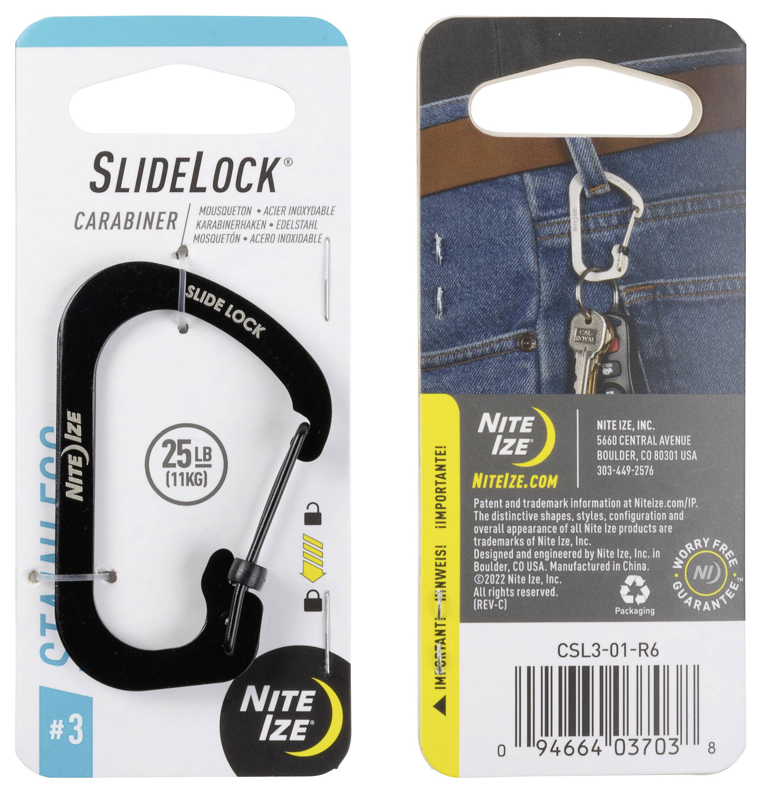 NITE Ize NI-CSL3-01-R6 Karabiner 68.5 mm x 30 mm 1 St.