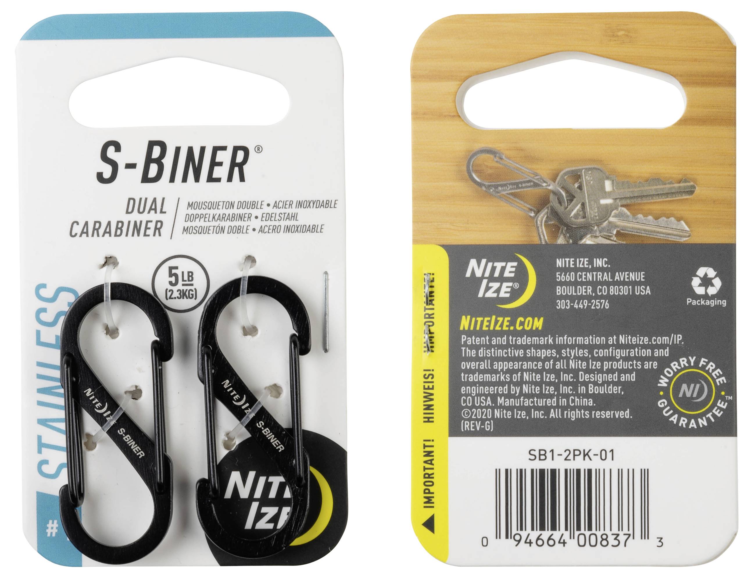 NITE Ize NI-SB1-2PK-01 Karabiner 40 mm x 1.42 mm 2 St.