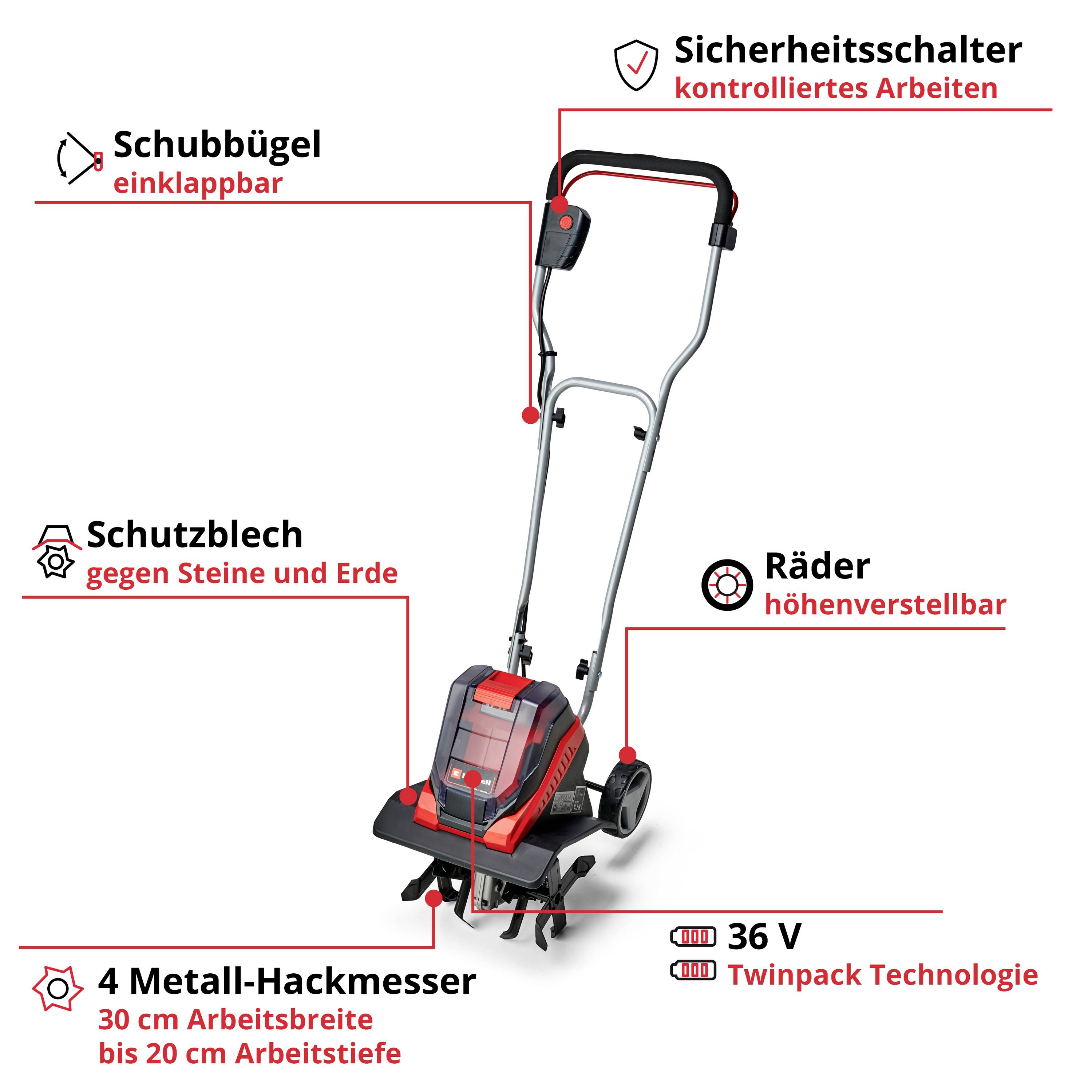 Einhell 3431200 Akku Motorhacke 30cm