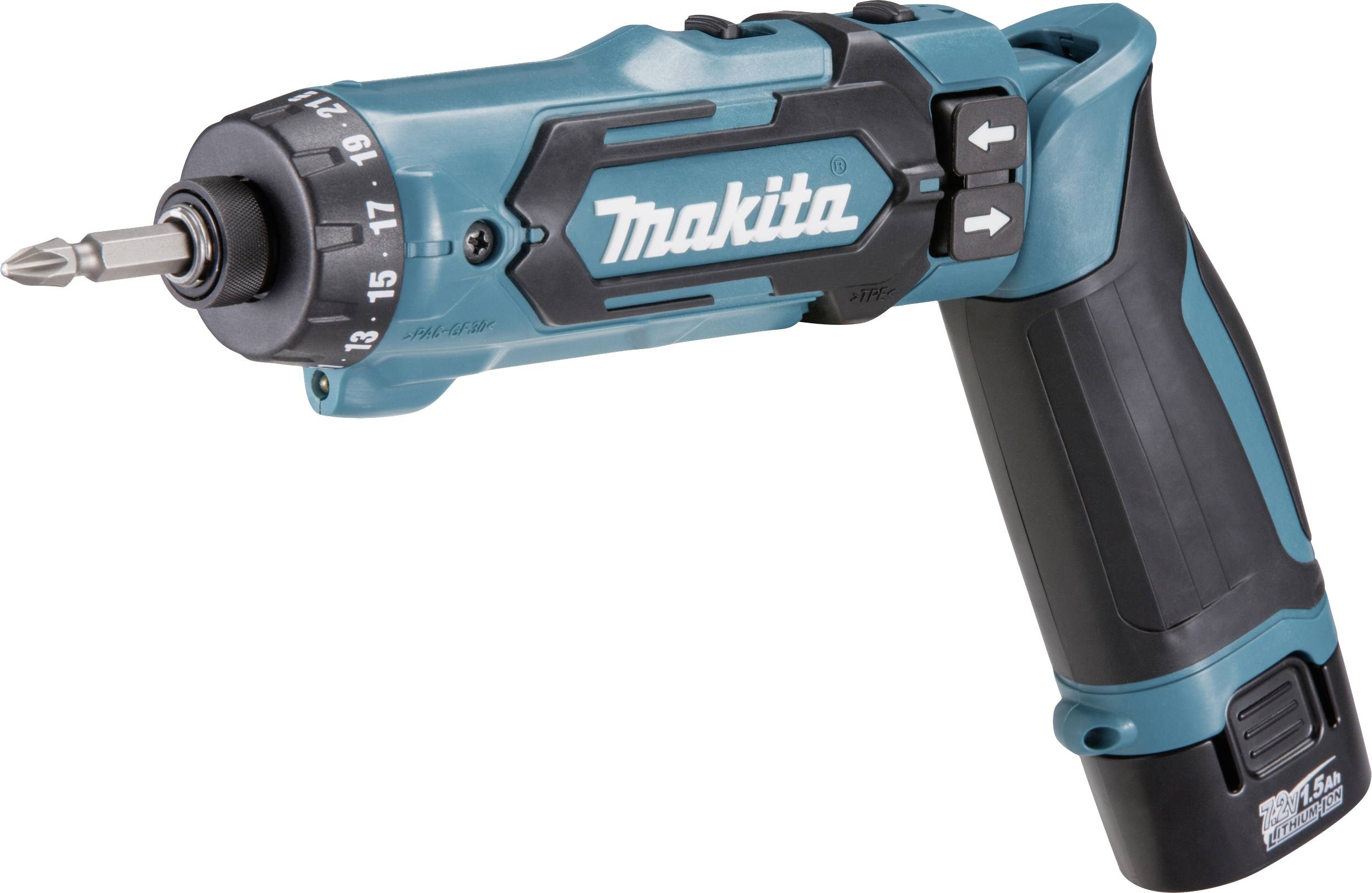 Makita DF012DSE Akku-Knickschrauber 7.2V 1.5Ah Li-Ion inkl. 2. Akku, inkl. Ladegerät, inkl. Koffer