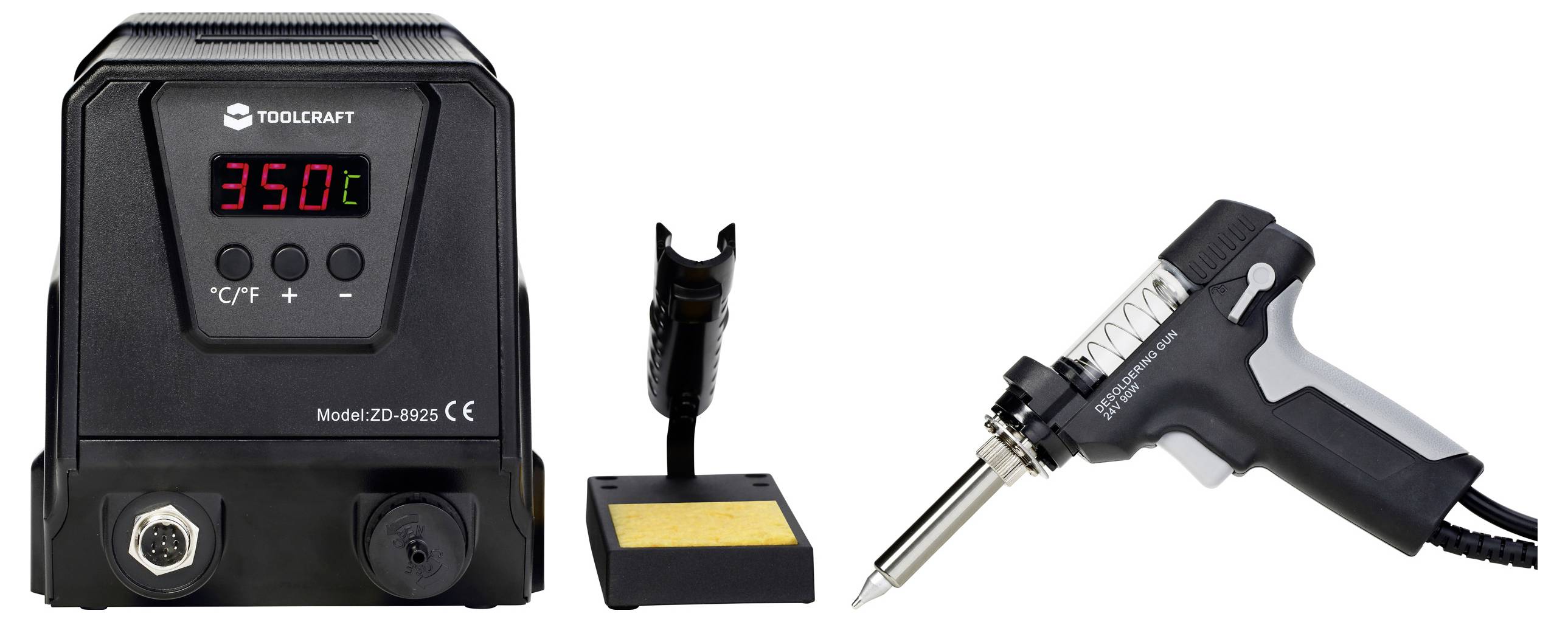 TOOLCRAFT ZD-8925 Entlötstation digital 90W 160 - 480°C inkl. Entlötsaugpumpe