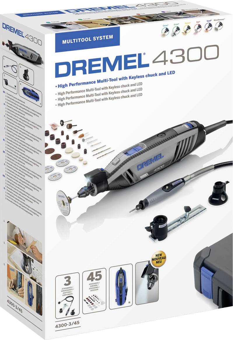 Dremel 4300-3/45 F0134300JA Multifunktionswerkzeug  mit Zubehör, inkl. Koffer  175 W