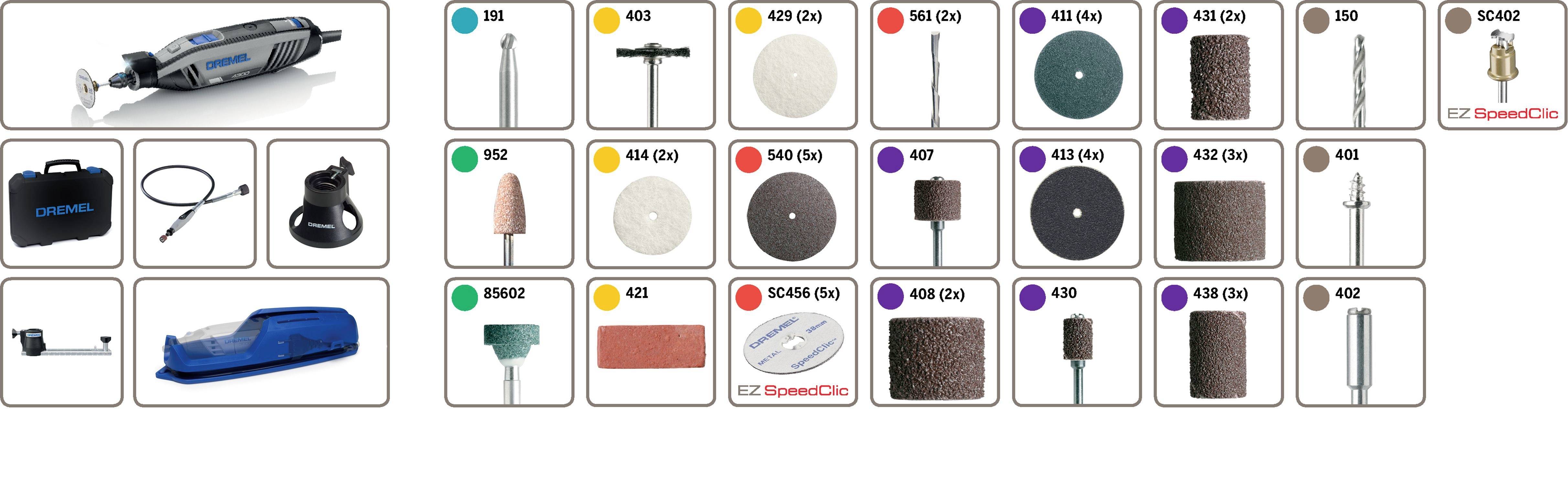 Dremel 4300-3/45 F0134300JA Multifunktionswerkzeug mit Zubehör, inkl. Koffer 175W