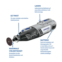 Dremel 8220-5/65 Platin Edition F0138220JK Akku-Multifunktionswerkzeug inkl. 2. Akku, mit Zubehör, inkl. Koffer 12 V 2 Ah Anzahl mitgelieferte Akk Dremel 8220-5/65 Platin Edition F0138220JK Akku-Multifunktionswerkzeug inkl. 2. Akku, mit Zubehör, inkl. Koffer 12 V 2 Ah Anzahl mitgelieferte Akk