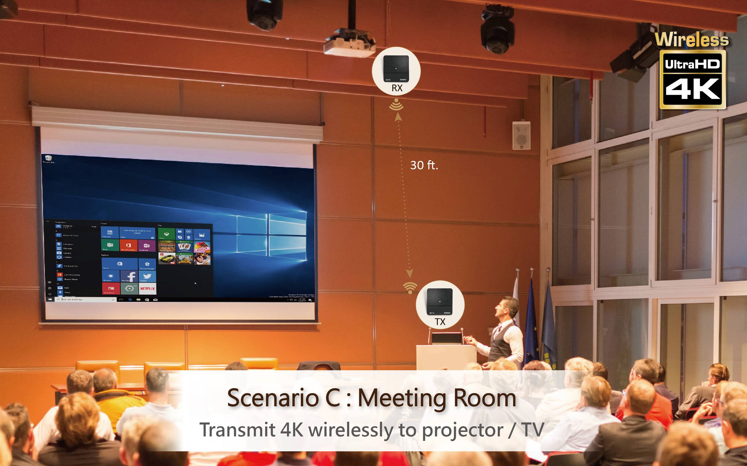 SpeaKa Professional SP-HDFS-02 HDMI-Funkübertragung (Set) 10m 60GHz 3840 x 2160 Pixel