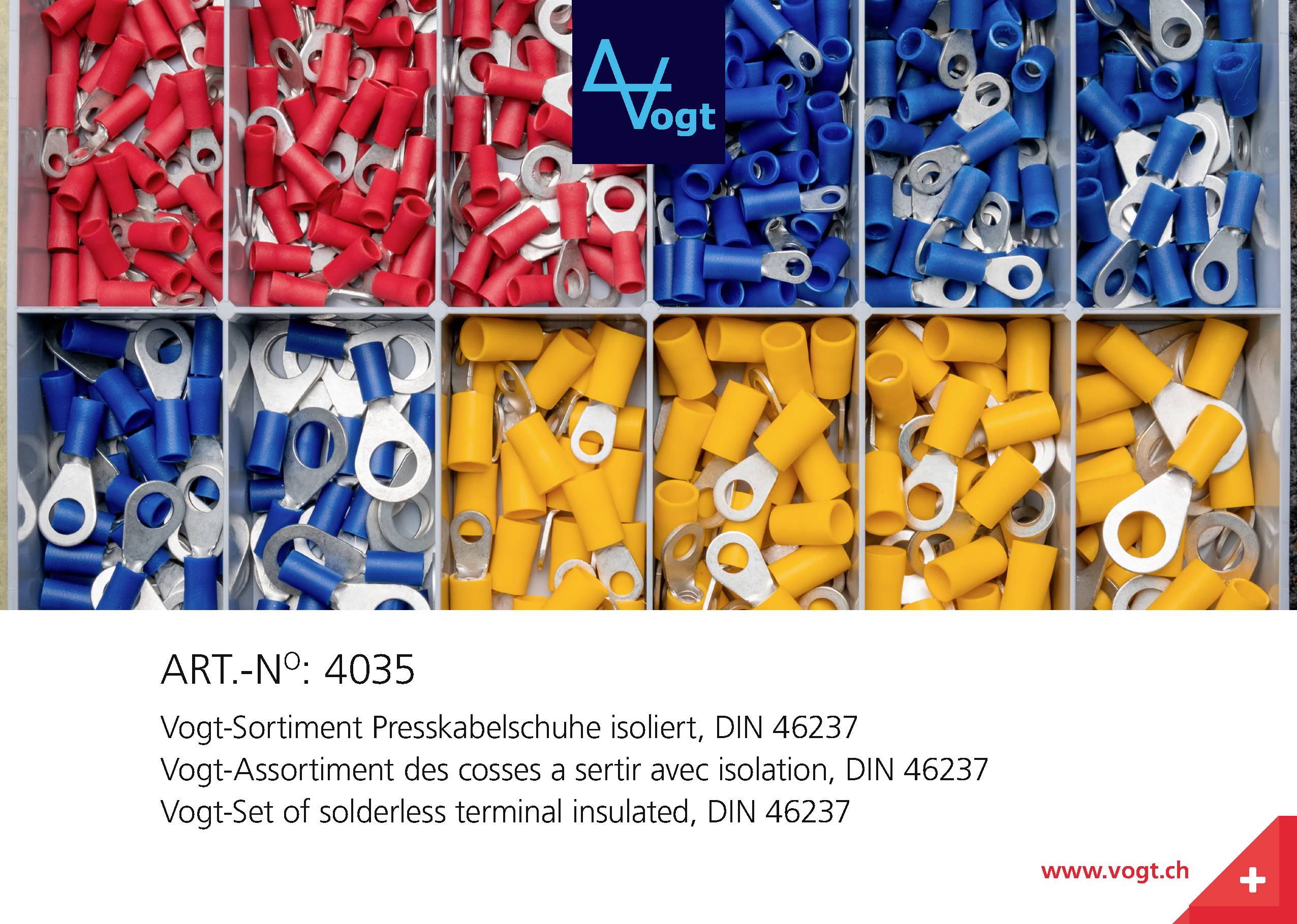 Vogt Verbindungstechnik 4035 Ringkabelschuh-Sortiment 0.50 mm² 6 mm² Rot, Blau, Gelb 505 St.
