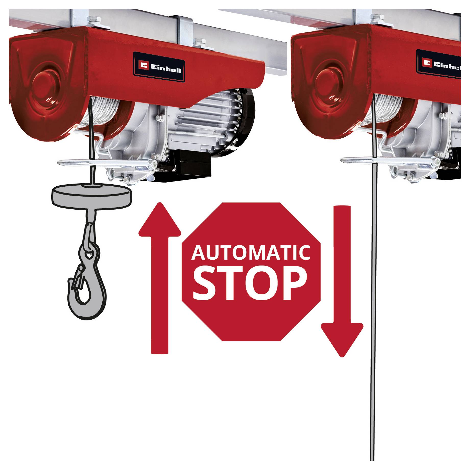 Einhell 2255150 Elektrischer Seilhebezug Tragfähigkeit (mit Umlenkrolle) 600kg Tragfähigkeit (ohne Umlenkrolle) 300kg