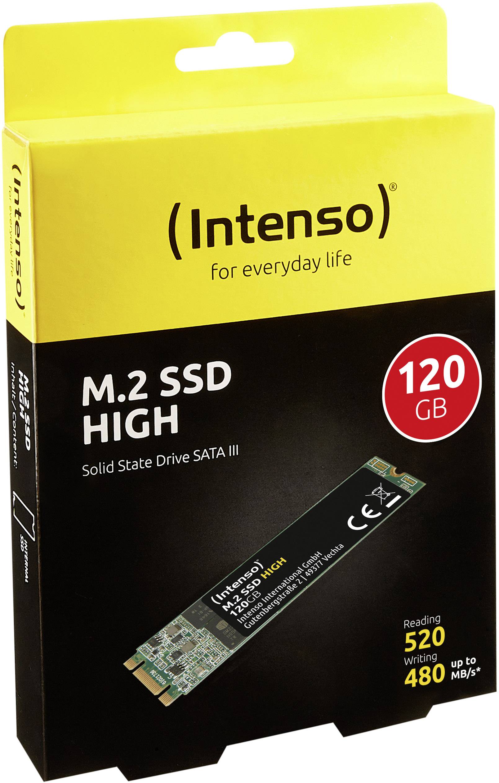 Intenso High Performance 120 GB Interne M.2 SATA SSD 2280 M.2 SATA 6 Gb/s Retail 3833430