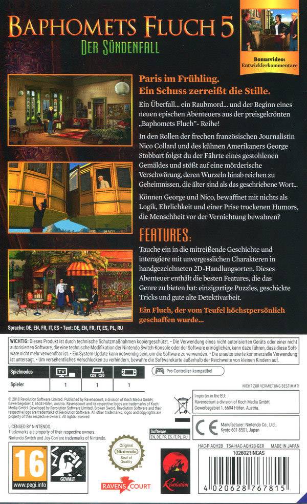 Baphomets Fluch 5: Der Sündenfall Nintendo Switch USK: 12