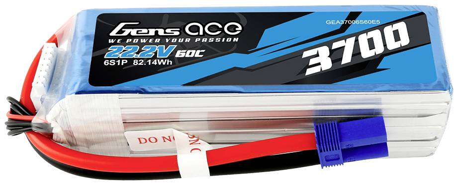 Gens ace Modellbau-Akkupack (LiPo) 22.2 V 3700 mAh Zellen-Zahl: 6 60 C Softcase EC5
