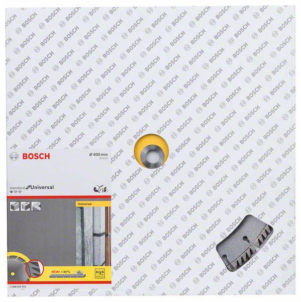 'Bosch' Verpackung eines Trennscheibenprodukts, zeigt Anwendungsmöglichkeiten und Sicherheitsinformationen.