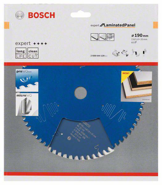 Bosch Accessories Expert for Laminated Panel 2608644129 Hartmetall Kreissägeblatt 190 x 20 x 1.6mm Zähneanzahl: 60 1St.