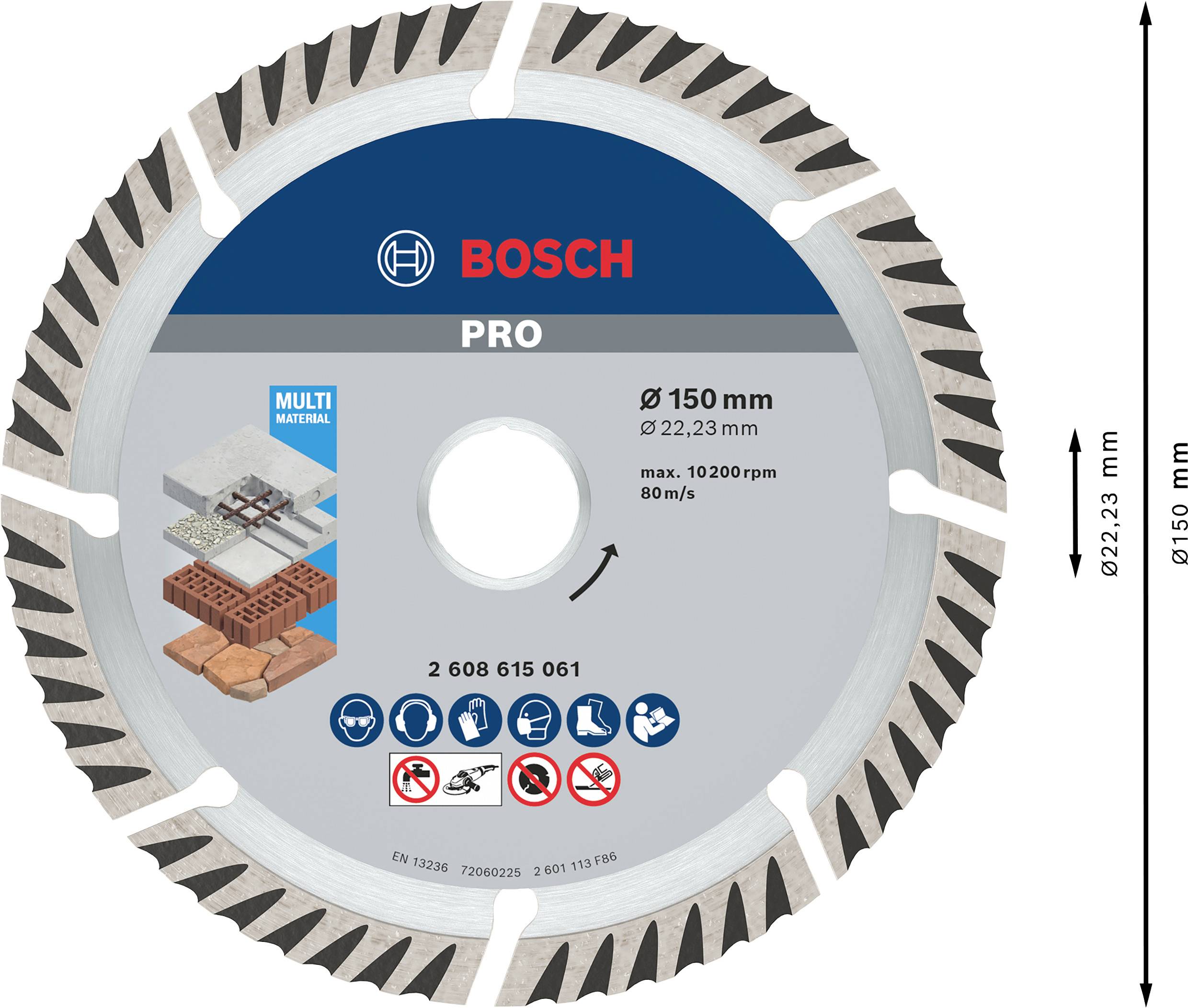 Bosch Accessories 2608615062 Standard for Universal Speed Diamanttrennscheibe Durchmesser 150mm Bohrungs-Ø 22.23mm 10St.