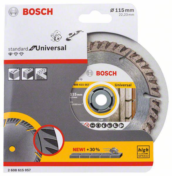 Bosch Accessories 2608615057 Standard for Universal Speed Diamanttrennscheibe Durchmesser 115mm Bohrungs-Ø 22.23mm Beton