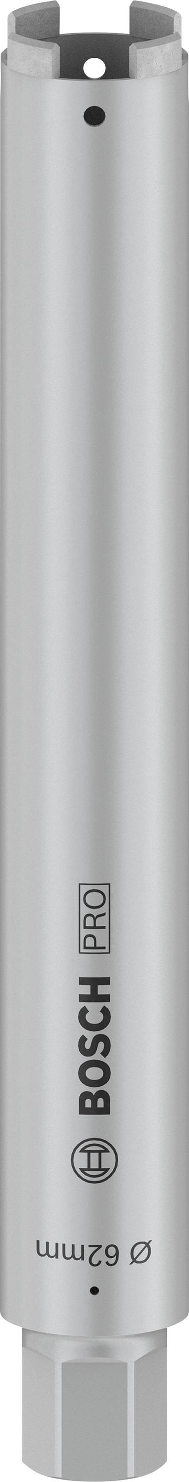 Metallbohrkrone von Bosch mit 'Ø 62 mm' Aufschrift, zylinderförmig in Silber.