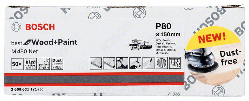 Bosch Accessories M480 2608621171 Exzenterschleifpapier  Körnung 80   50 St.