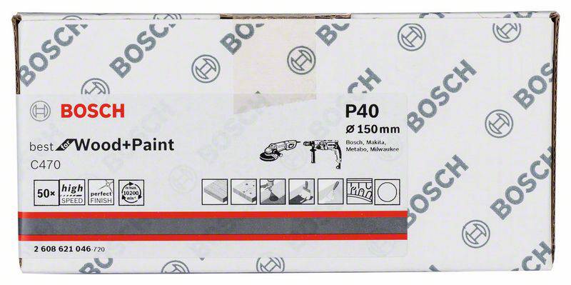 Bosch Accessories 2608621046 Schleifpapier für Schleifteller Körnung 40 (Ø) 150mm 50St.