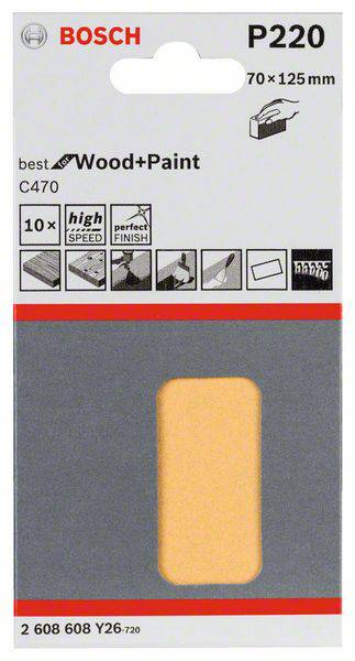 Bosch Accessories 2608608Y26 Handschleifpapier Körnung 220 (L x B) 125mm x 70mm 10St.