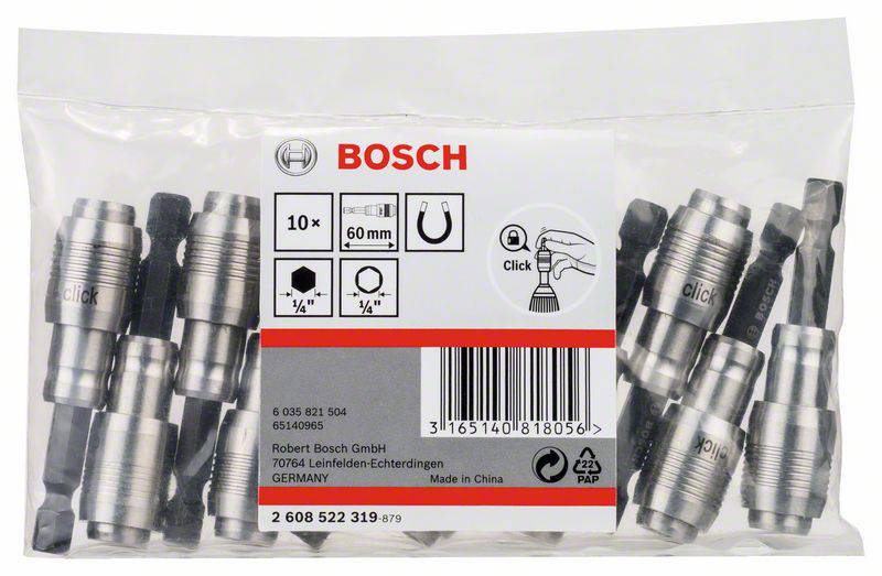 Bosch Accessories 2608522319 Universalhalter One-Click Funktion, 1/4 Zoll, D 14 mm, L 60 mm, 10 Stück