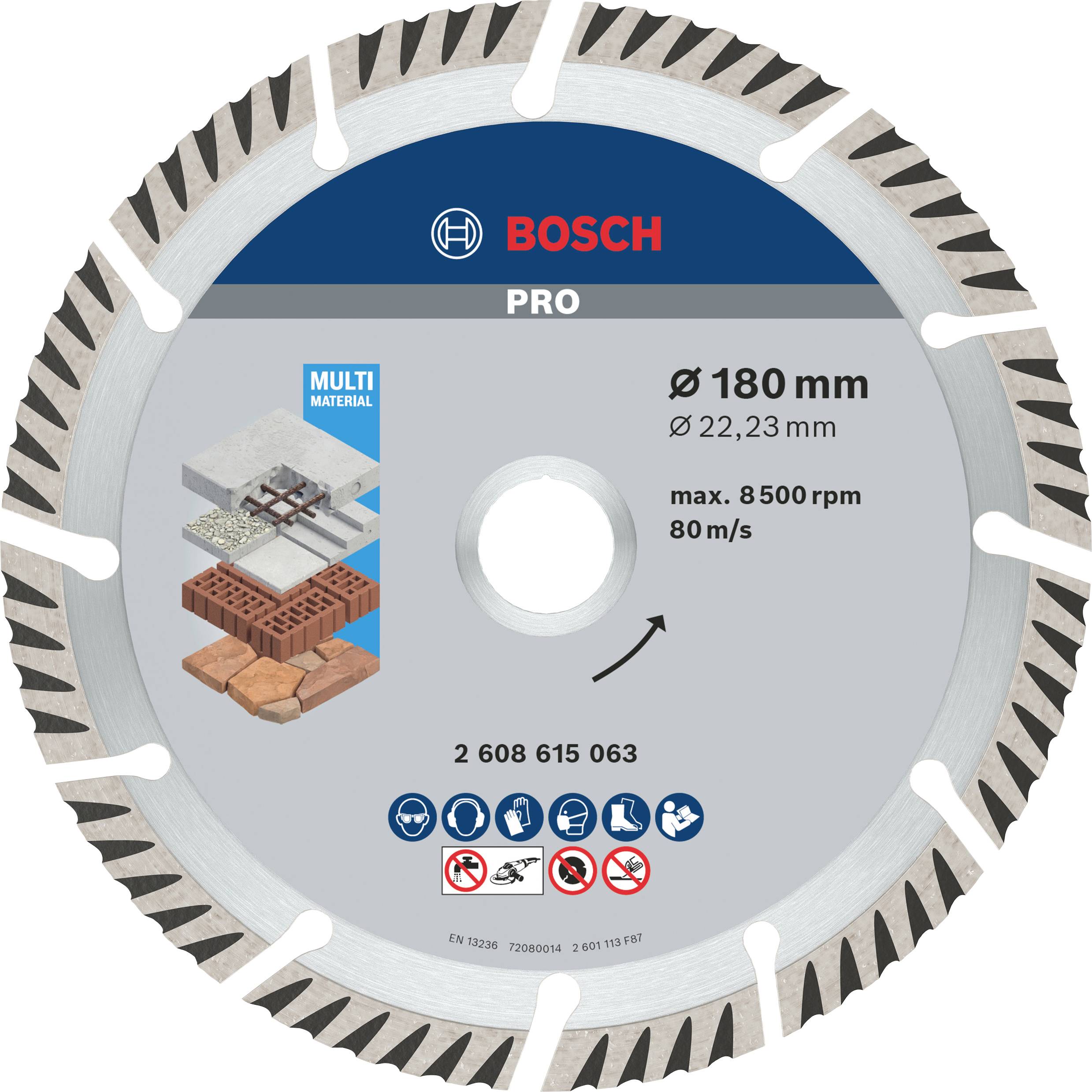 Bosch Accessories 2608615063 Standard for Universal Speed Diamanttrennscheibe Durchmesser 180 mm Bohrungs-Ø 22.23 mm 1 St.