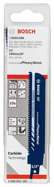 Bosch Accessories 2608653181 Säbelsägeblatt S 955 CHM Endurance for HeavyMetal, 10er-Pack 10St.