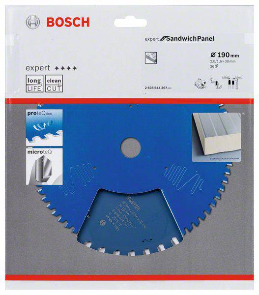 Bosch Accessories Expert for Sandwich Panel 2608644367 Kreissägeblatt 190 x 30 x 1.6mm Zähneanzahl: 36 1St.
