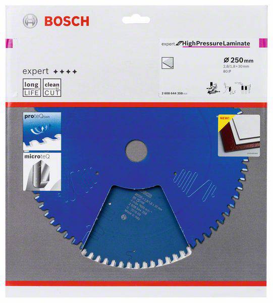 Bosch Accessories Expert for High-Pressure Laminate 2608644358 Kreissägeblatt 250 x 30 x 1.8mm Zähneanzahl: 80 1St.